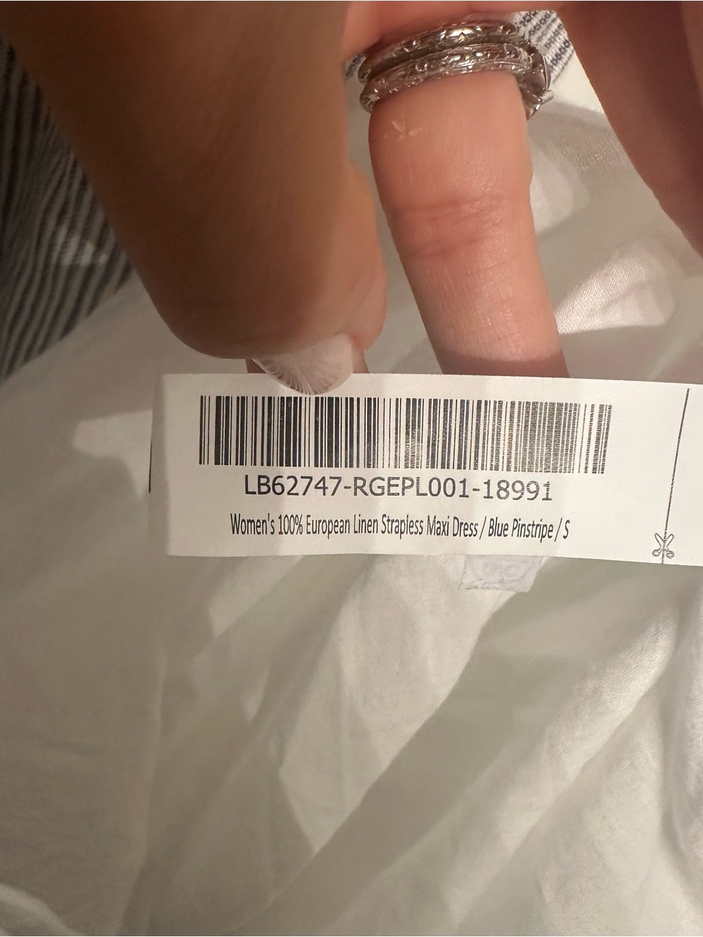 Quince 100% European Linen Strapless Maxi Dress Blue Pinstripe Small - Picture 9 of 9